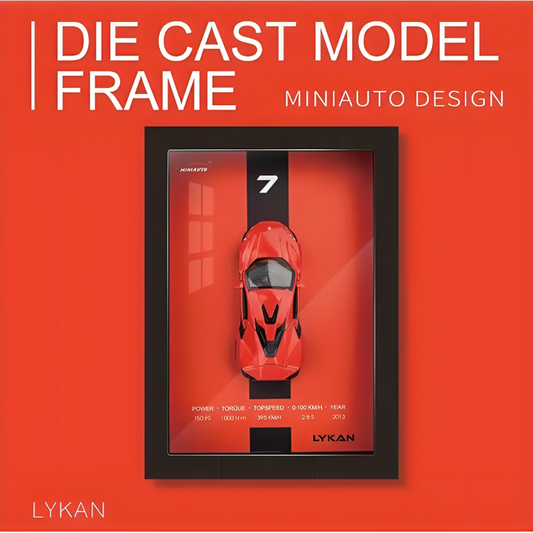 3D Car Frame Wall Art | Wooden Frame with Removable Die-Cast Cars,(Lykan HyperSport)