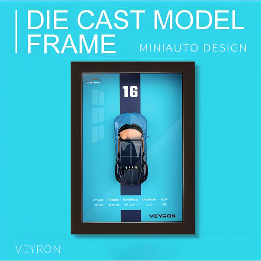 3D Car Frame Wall Art | Wooden Frame with Removable Die-Cast Cars,(Bugatti Veyron)