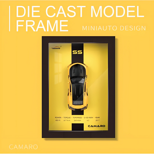 3D Car Frame Wall Art | Wooden Frame with Removable Die-Cast Cars,Chevrolet Camaro SS)