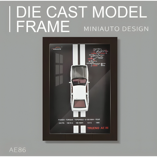 3D Car Frame Wall Art | Wooden Frame with Removable Die-Cast Cars,(Toyota Sprinter Trueno AE86)